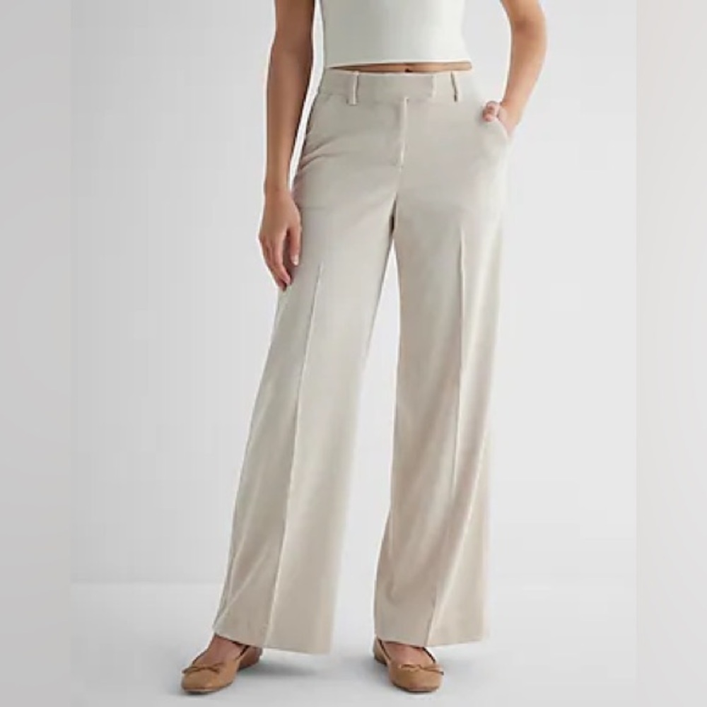 Express editor mid rise textured corduroy relaxed trouser pant